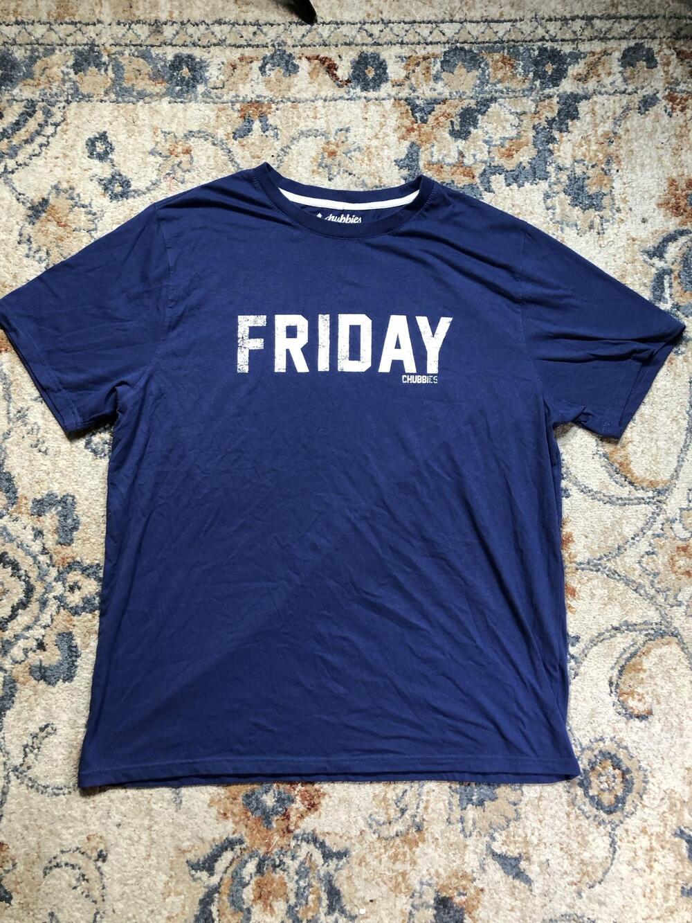 Chubbies Friday Shirt Mens 2XL Blue Short Sleeve Graphic Tee Tagless Crewneck